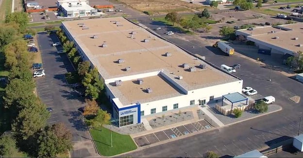 Overhead drone shot of Hirsh Precision's new HQ