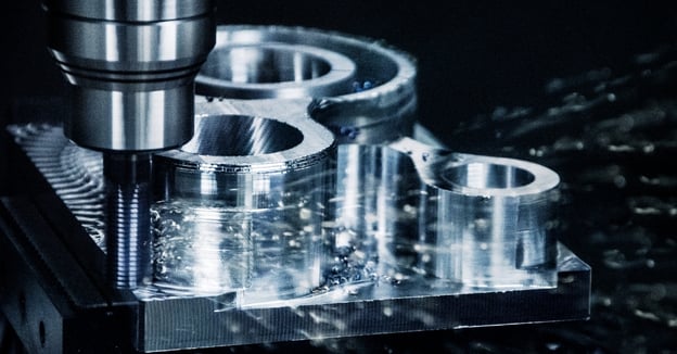 An endmill completes roughing operation on workpiece