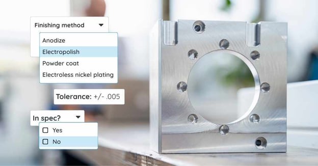 Surface finish and tolerances of a CNC machined part
