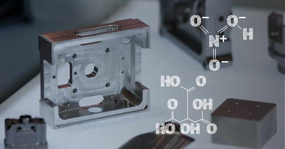 A milled component with citric passivation